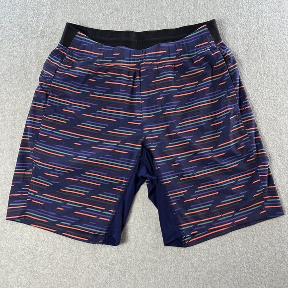 lululemon athletica Other - Lululemon Short Mens Size L Lined T.H.E Running Athletic Gym Stripes Breathable
